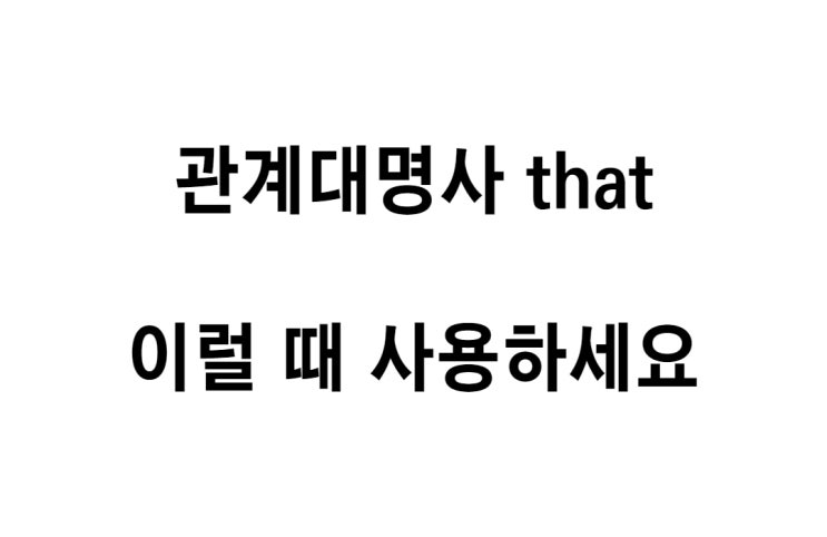  관계대명사 that 을 사용하는 경우