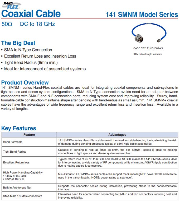  Minicircuits Coaxial cable