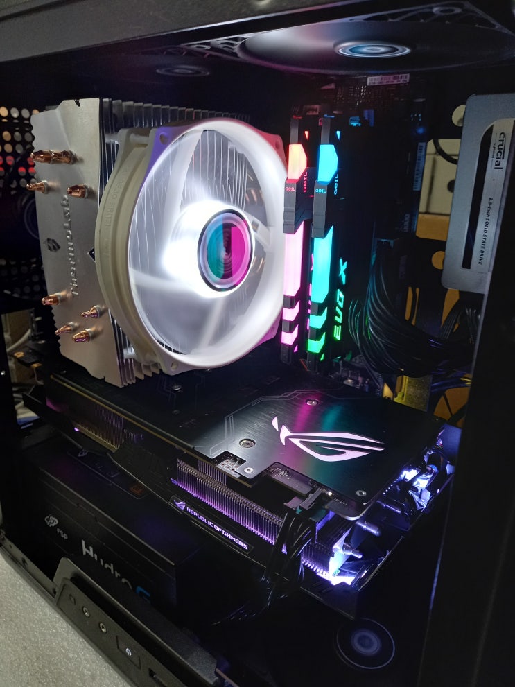  분당컴퓨터 굿프랜드 조립컴퓨터 AMD 라이젠5 3600 쿨러교체 수냉쿨러 공냉쿨러 교체 과열 테스트 써모랩 Trinity 7.0 화이트