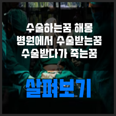 수술 받는꿈 병원에서 성형수술하는꿈 코수술 하는꿈 수술받다 죽는꿈 눈 쌍커풀 수술 후유....