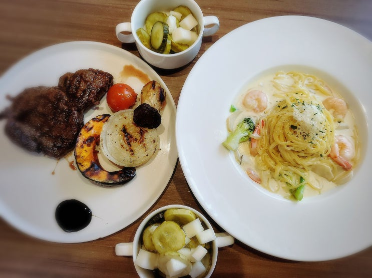  청구역 약수역 맛집, 본스테이크, 부채살 스테이크, 크림새우 파스타