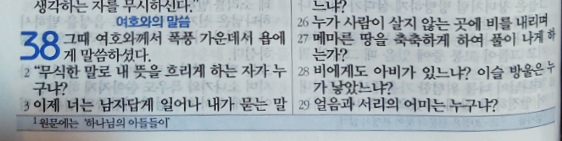 욥의 시련(욥기) 38장 욥의 시련(욥기) 38장