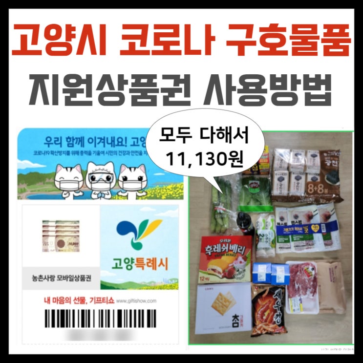  고양시 코로나 구호물품 지원상품권 사용방법 / 농협몰 하나로마트 알뜰장보기