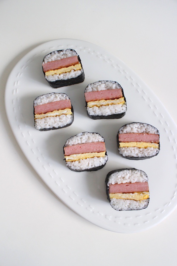 하와이안 무스비 만드는법 김밥 밥 단촛물 양념 비율 간단 스팸 요리 사각김밥 만들기