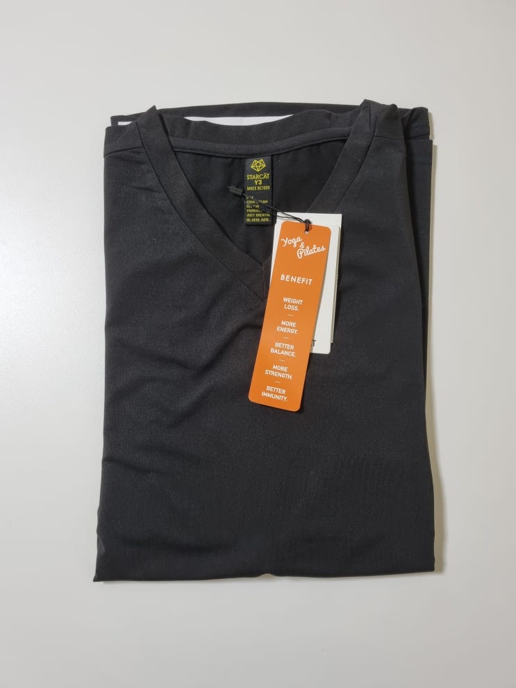 [스타캣] 요가복 스판 브이넥 티셔츠 TS10W / 블랙
