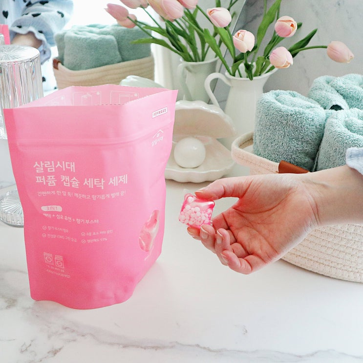  살림시대 퍼퓸 캡슐 세탁 세제 하나로 향기롭게 빨래 끝!