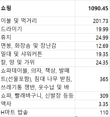 [정착비용2] 미국 정착 후 2달간의 생활비 정산