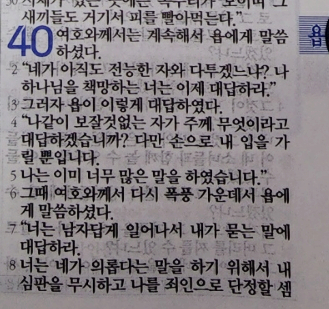 욥의 시련(욥기) 40장