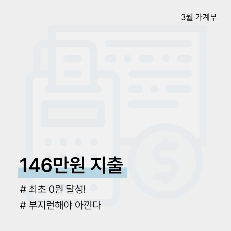  [20대 가계부/3월] 146만원 지출ㅣ최초 0원 달성!ㅣ부지런해야 아낀다