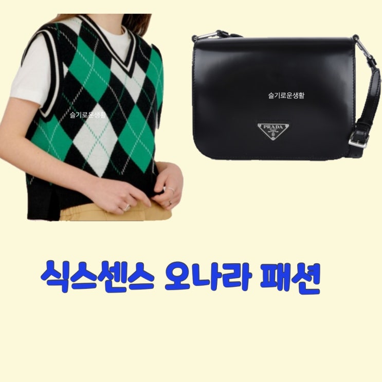  오나라 식스센스3 아가일 v넥 니트 조끼 베스트 체크 블랙 크로스백 가방 프라다 9회 옷 패션