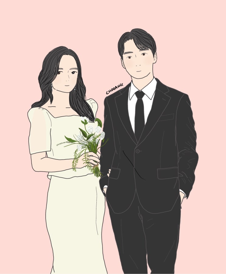  무료 라인드로잉 #5 - 웨딩사진 라인드로잉 신랑신부 그리기