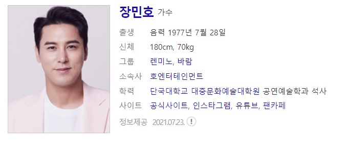  가수 장민호 사주풀이 사주분석