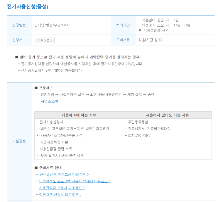  한전 전기증설 절차, 가격, 서류준비 알아보기