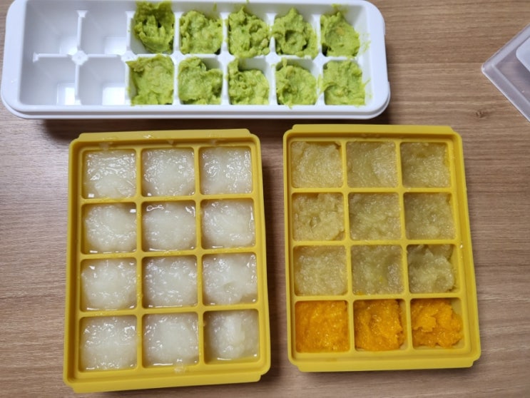  초기 이유식 큐브데이 :: 양파 사과 단호박 아보카도 큐브/소고기 쌀미음