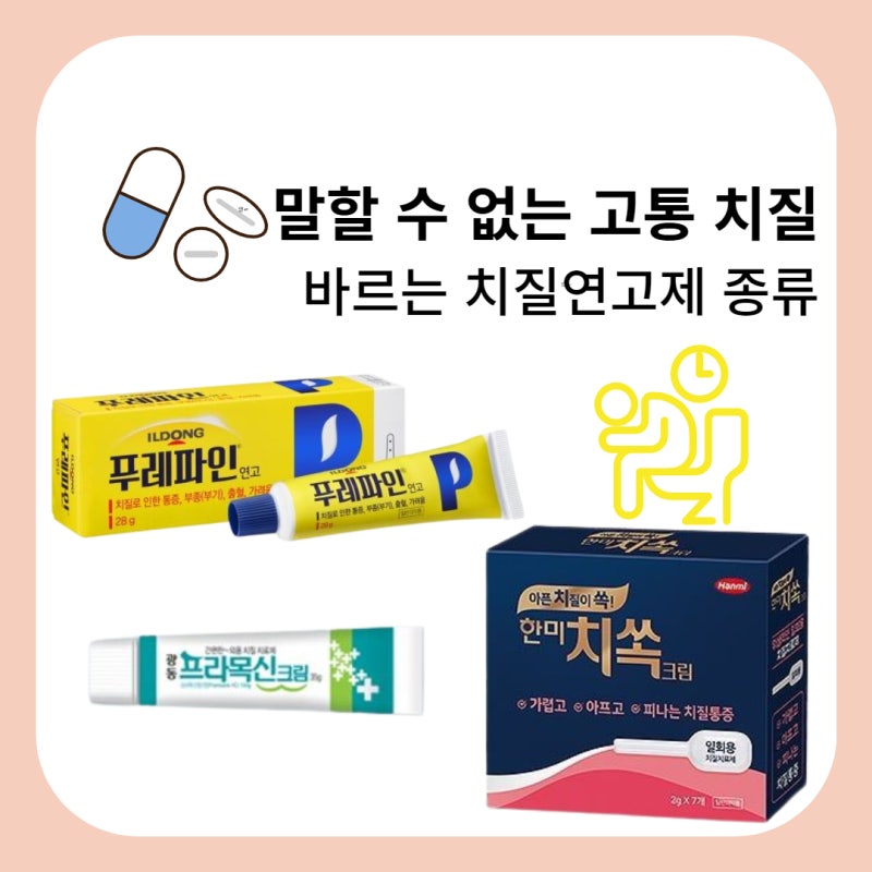 말할 수 없는 고통 치질, 바르는 치질연고 (프라목신, 푸레파인연고, 치젤연고, 한미치쏙크림....