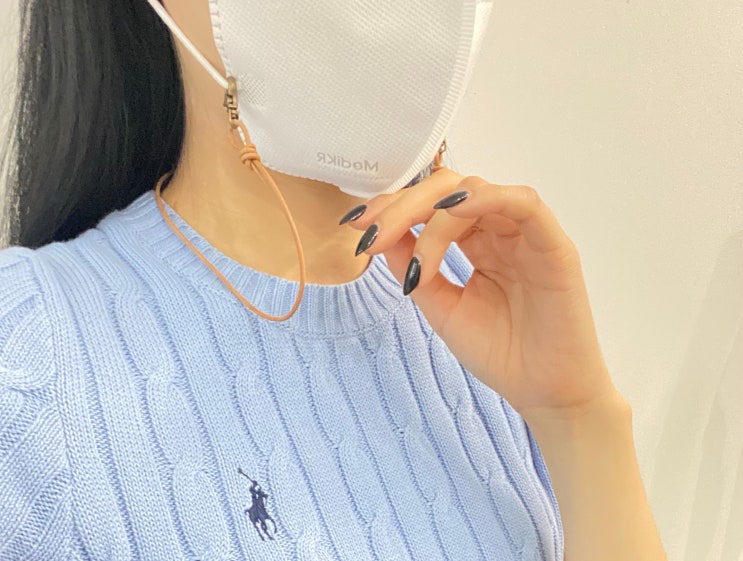  핸드메이드 천연소가죽 마스크스트랩