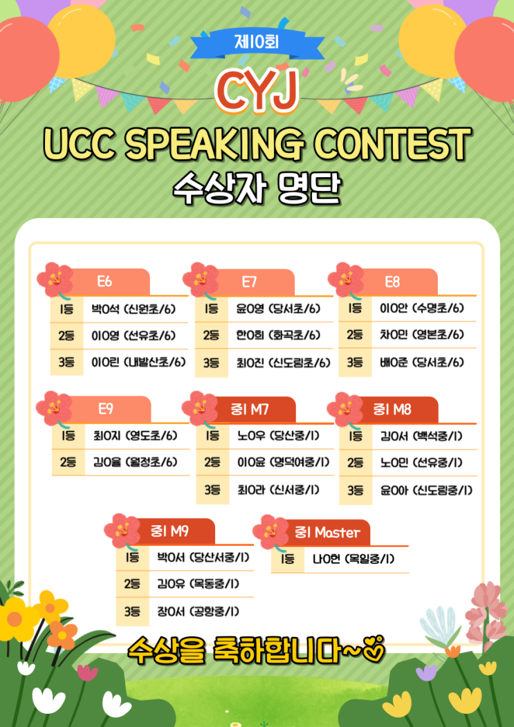  2022년 제10회 UCC SPEAKING CONTEST 수상자 발표!