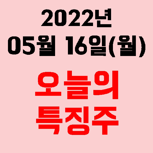  오늘의 시장 특징주 2022년 05월 16일(월)