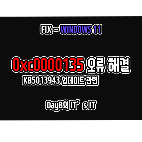 윈도우11 KB5013943 업데이트 설치 후 0xc0000135 오류 해결