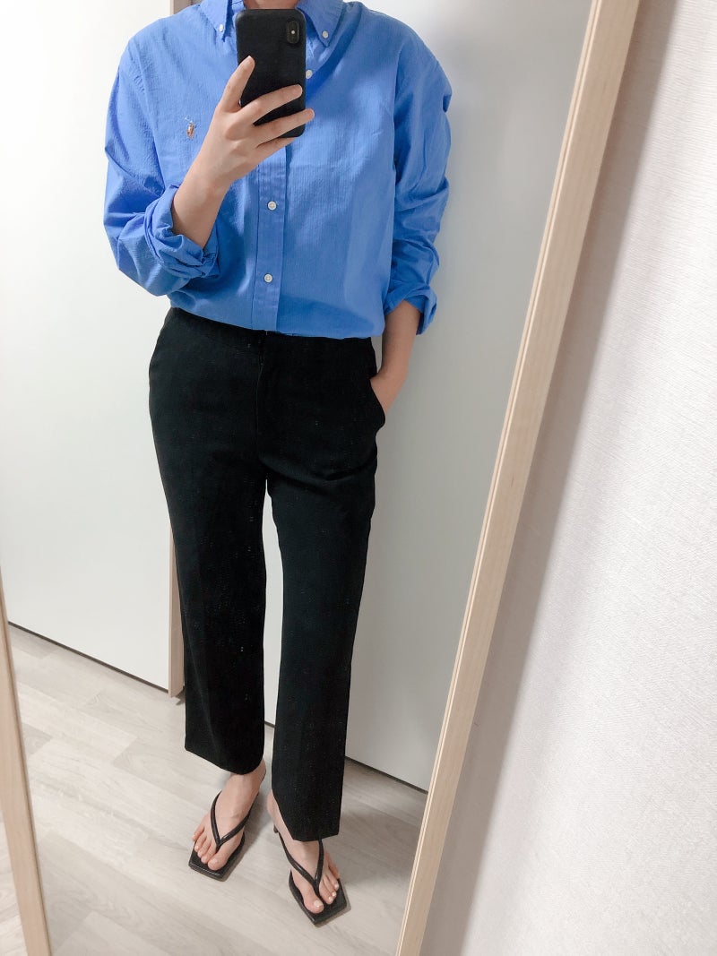 폴로 시어서커 셔츠 긴팔 클래식핏 남성용 L사이즈
