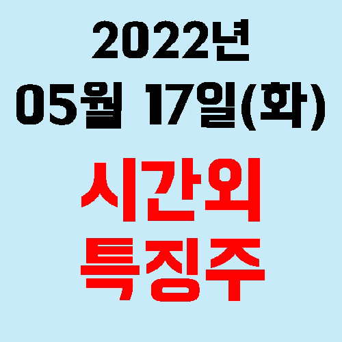  오늘의 시간외 특징주 2022년 05월 17일(화)