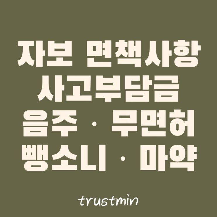  자동차 사고 면책사항과 사고부담금 :: 음주 무면허 뺑소니 마약 약물