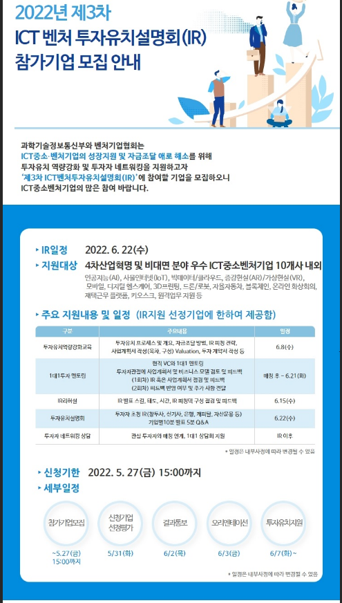 2022년 3차 ICT벤처 투자유치설명회(IR) 참여기업 모집 공고_과학기술정보통신부