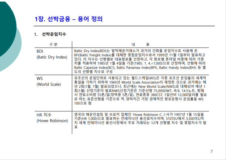 선박금융 - 용어 정의