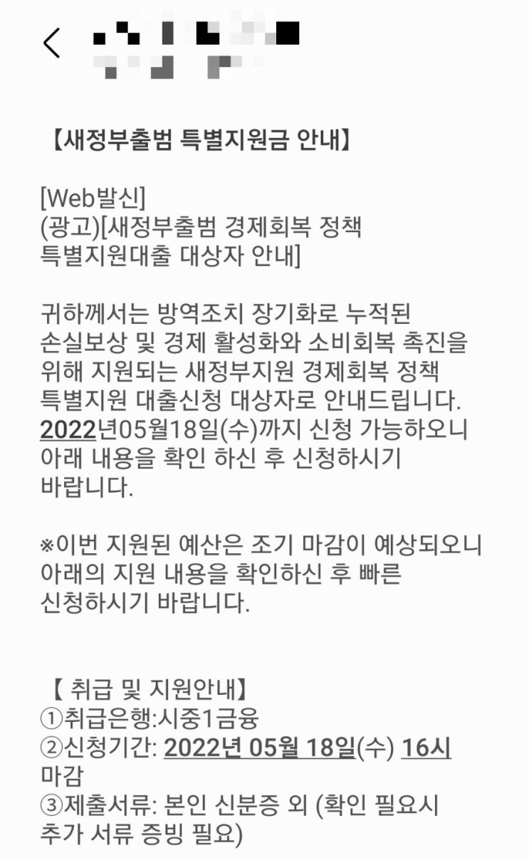  사기 주의! 새정부출범 특별지원금(ft.대출 빙자형 보이스피싱)