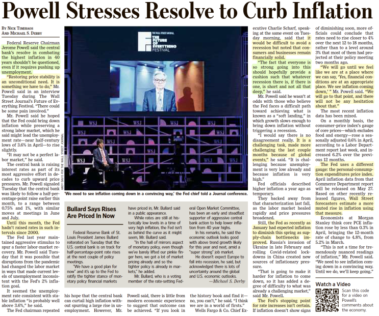  나는 Wall Street Journal(WSJ)로 영어공부/경제공부 한다 - 22.05.18(수)