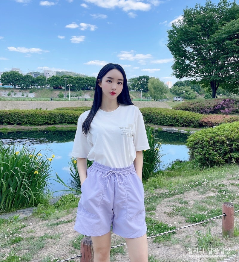 여자 여름 반팔티셔츠 + 반바지 쇼츠 스노우피크 어패럴 깔끔해