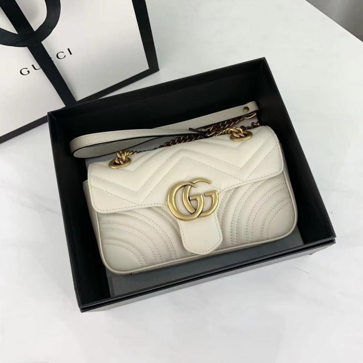  Gucci 구찌 마몬트 마틀라세 백 화이트 블랙 미니 스몰 미디움 443497