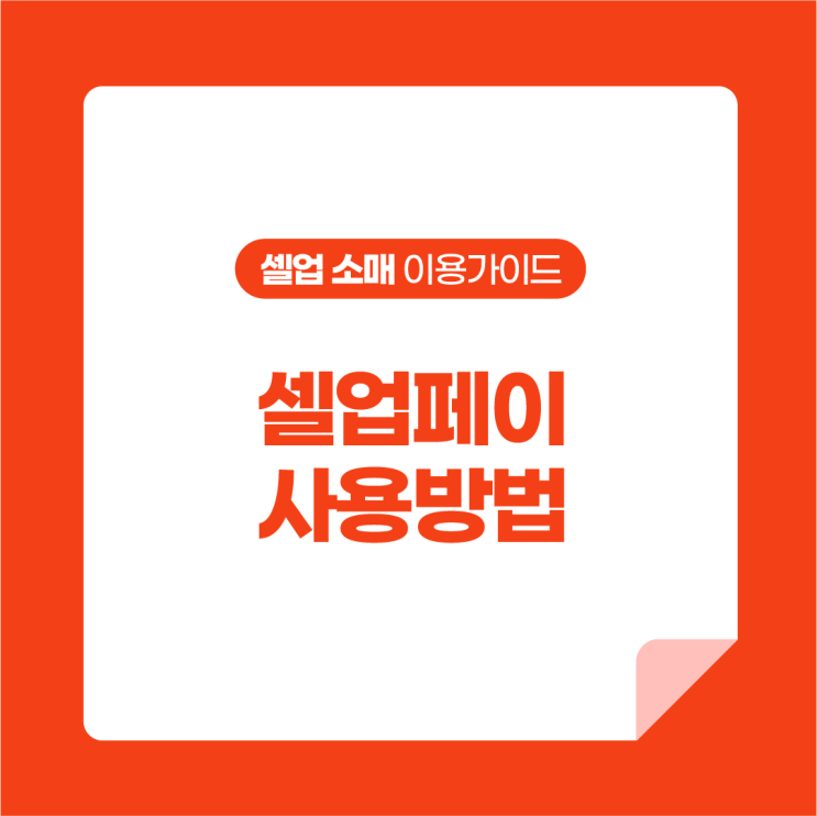  [셀업 소매 이용가이드] 셀업페이 사용 방법