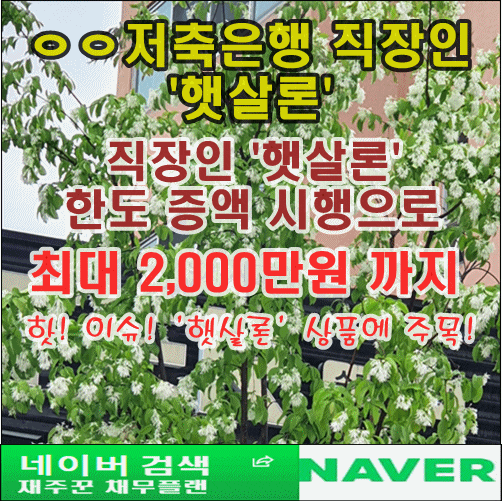  ㅇㅇ저축은행 정부지원 서민자금 직장인 햇살론 한도 증액 시행 핫! 이슈!