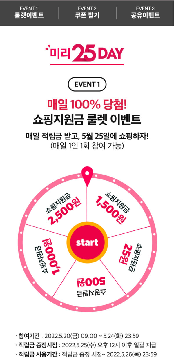 GS25 쇼핑지원금 룰렛 이벤트(~최대 2,500원)랜덤 GS25 쇼핑지원금 룰렛 이벤트(~최대 2,500원)랜덤