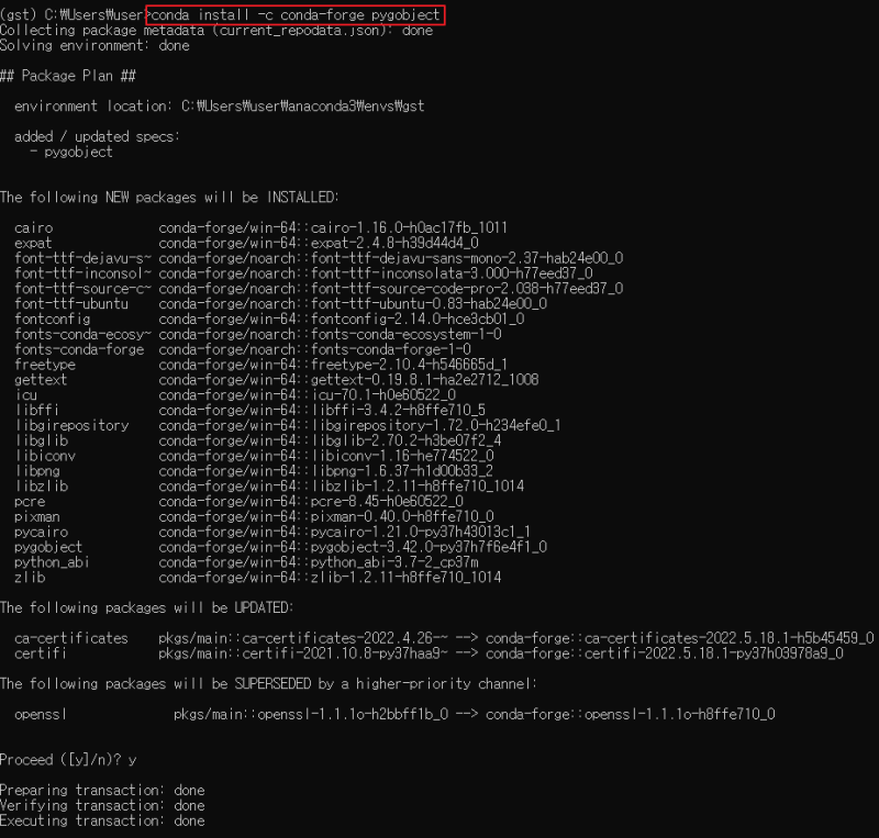 python conda에서 pygobject 설치하기 : 네이버 블로그