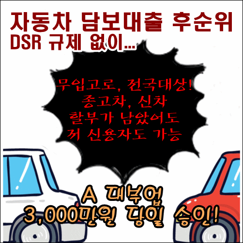  dsr 초과 직장인 자동차 담보대출 승인