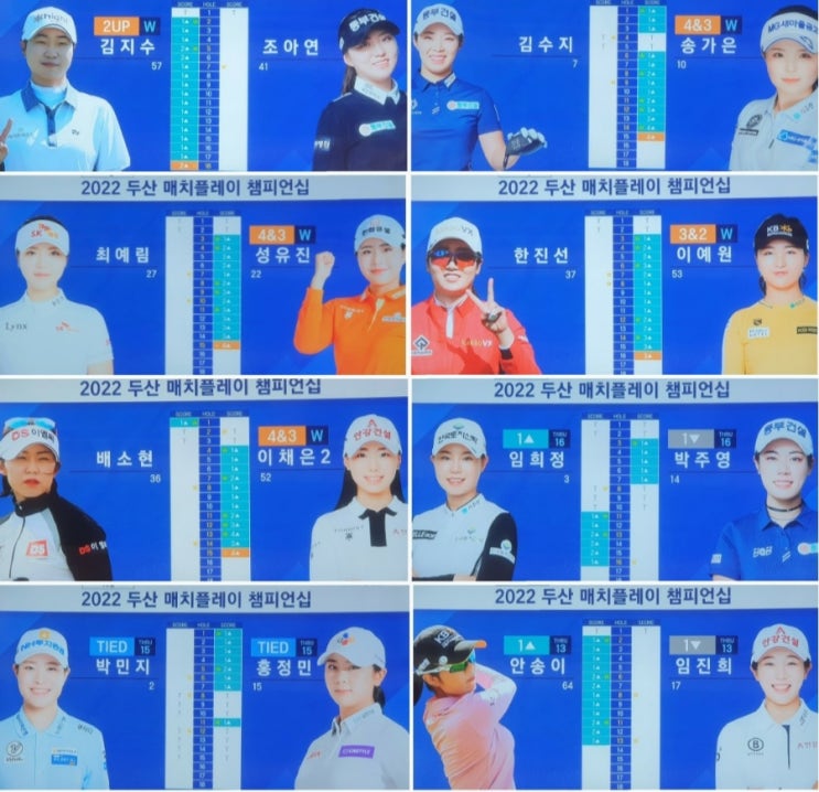 2022 <b>두산</b>매치플레이 16강전 <b>8강</b> 진출 선수 김지수, 송가은... 