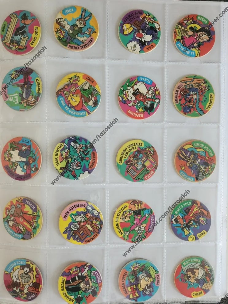 1996 Sabritas Looney tunes Spinning Tazos complete collection of 100/100
