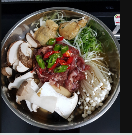  소불고기 전골 버섯 가득 소불고기 전골