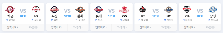 5월 23일 한국프로야구 오늘의 메인뉴스 5월 24일  KBO 경기일정