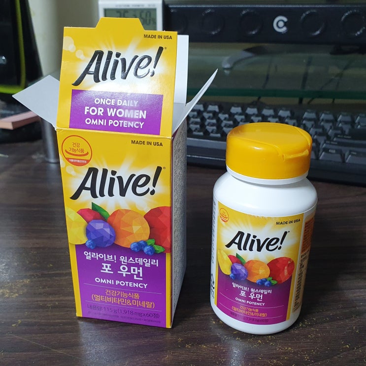  얼라이브 윈스데일리 포 우먼  종합비타민(멀티비타민) 60정 영양성분 영양정보 및 효과 효능 후기(Alive 비타민A B C D E K 칼슘 마그네슘 아연 셀레늄 등 영양소 함량)