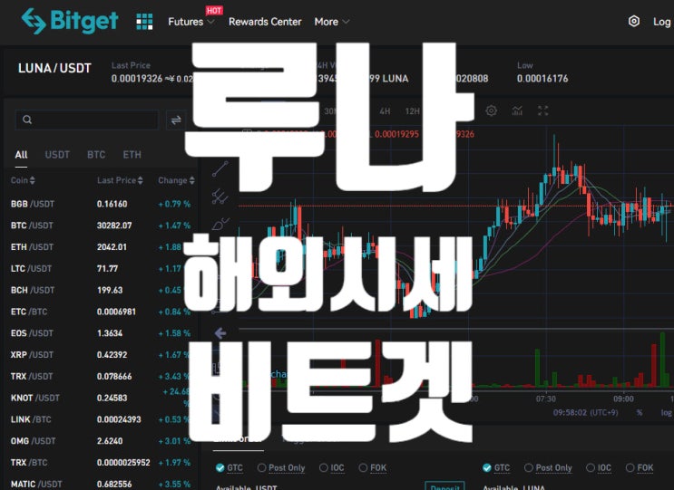  [비트겟 BITGET] 루나 LUNA 해외 거래소 시세 가격 확인하는 방법