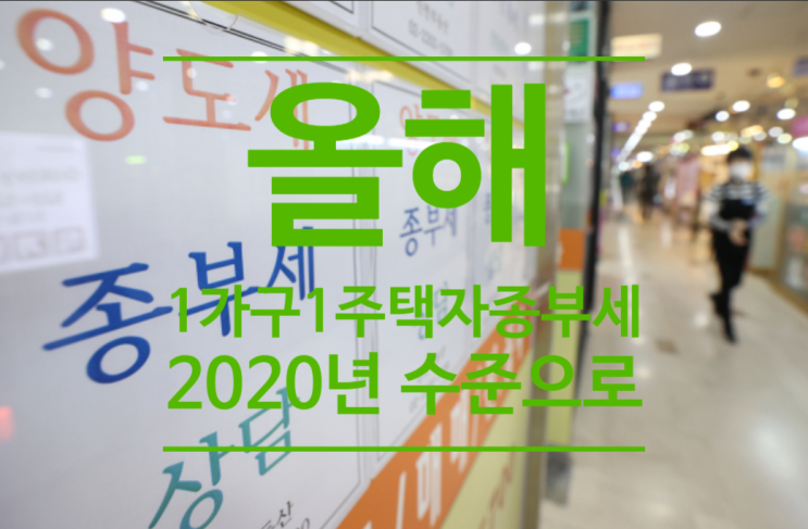  올해 1가구 1주택자 종부세, 2020년 수준으로 낮춘다