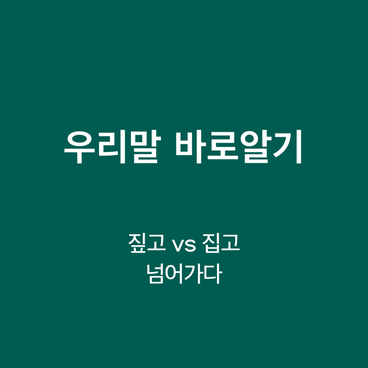 짚고 넘어가다 vs 집고 넘어가다