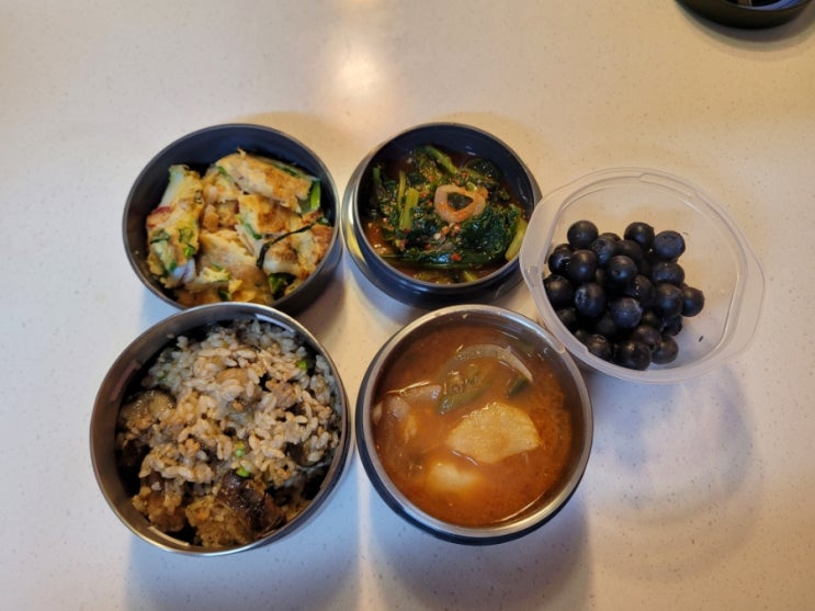  5/23_가지밥과 고추장찌개 도시락, 해물파전은 덤
