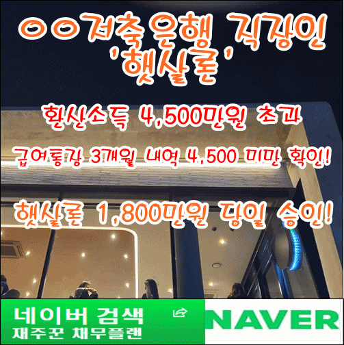  ㅇㅇ저축은행 햇살론 연봉 초과자 급여통장 3개월 거래내역으로 승인 가능