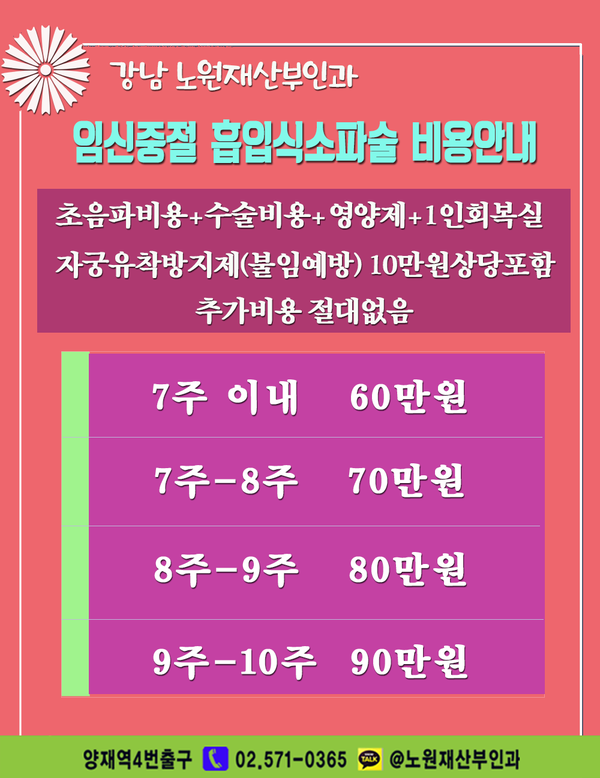 낙태수술 비용 비교