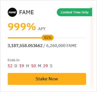 FAME 토큰 스테이킹하고 이자 받는 방법(APY 999%)