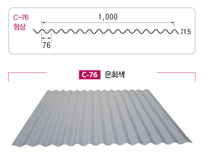  칼라강판 C76 넓은 골 쓰레트골 재고 떨이합니다.